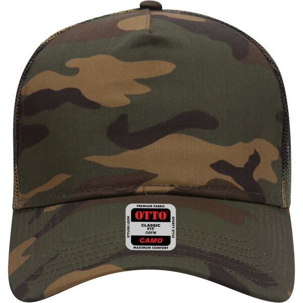 OTTO CAP Camouflage 5 Panel Mid Crown Mesh Back Trucker Hat Thumbnail